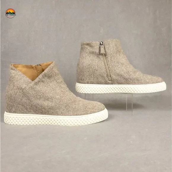 Aerosoles Zirah Ankle Booties Taupe Side Zipper Round Toe Wedge Women's Size 11M - Picture 4 of 13